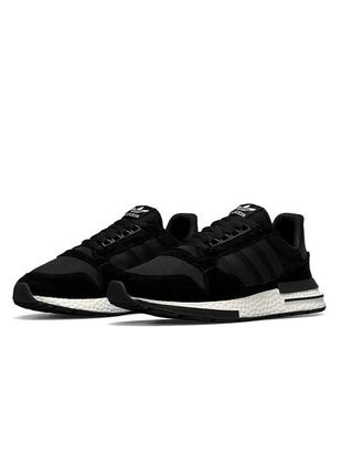 Чоловічі кросівки adidas originals zx 500 black white1 фото