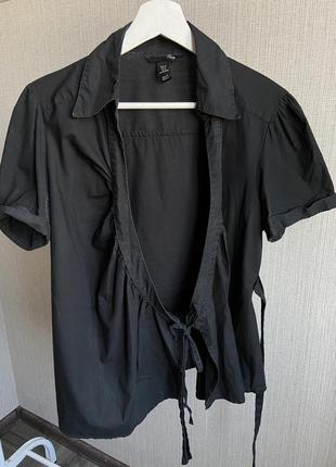 Блуза черная с коротким рукавом1 фото