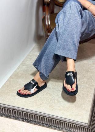 Чорні шкіряні сандалі в стилі hermes1 фото