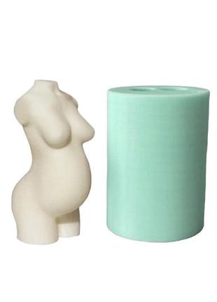 Велика силіконова форма молд для свічок вагітна жінка 15см