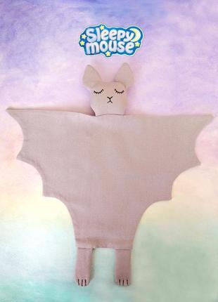 Комфортер льняная игрушка-сплюшка летучая мышь.3 фото