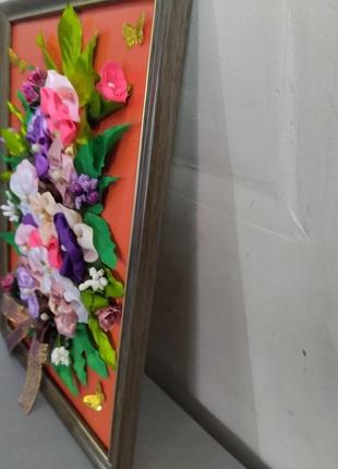 Объемное панно « анютки- милые цветы» ручная работа2 фото