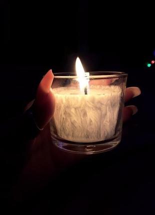 Свічка в скляному підсвічнику з пальмового воску з двома бавовняними гнотами2 фото