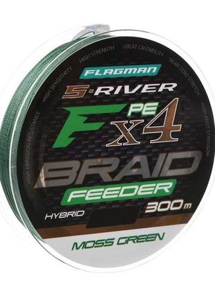 Шнур flagman s-river pe braid hybrid f4 feeder 300м moss green 0.14мм