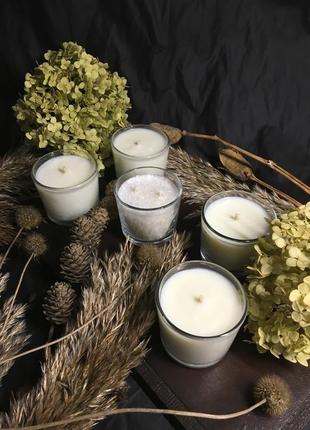 Набір з п'яти свічок з пальмового та соєвого восків, ароматичні свічки, свічки з запахом