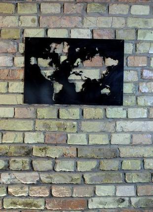 Панно карта світу з металу6 фото
