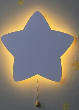 Приліжкова лампа зірка на батарейках 3хаа, бездротовий нічник у скандинавському стилі, led лампа3 фото