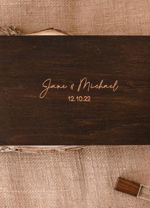 Деревянная коробка для свадебных фото и флешки. упаковка для фотографа3 фото