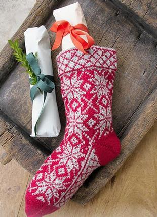 Різдвяна панчоха/ різдвяний декор/ упакування для подарунків “найкращі побажання веселого різдва!”