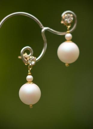 Сережки з перлами сваровські1 фото