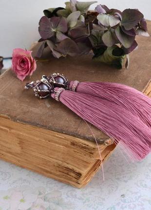 Рожеві сережки-кисті, сережки антична троянда, сережки в подарунок7 фото