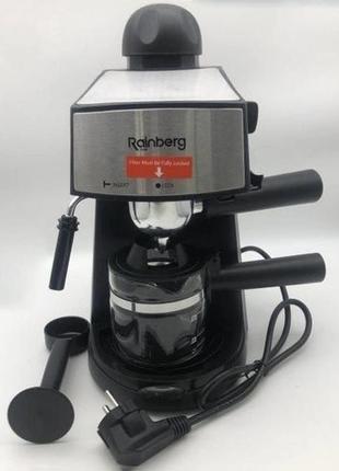Кофемашина rainberg rb-8111 кофеварка рожковая с капучинатором 2200w espresso, маленькая кофеварка1 фото