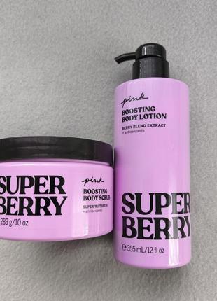 Набор парфюмированный лосьон и скраб super berry victoria’s secret pink