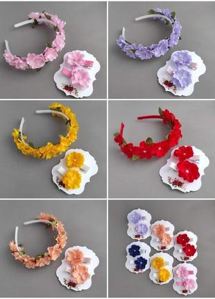 Весняні шпильки з квітами для волосся, в наявності, київ9 фото