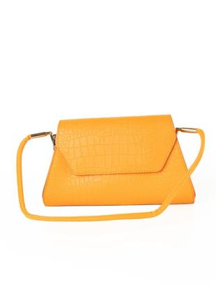 Сумка жіноча, стильний клатч, маленька сумочка через плече, міні сумка зі шкірозамінника, помаранчева "kg"