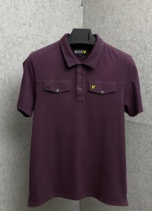 Бордовая футболка поло от бренда lyle&scott