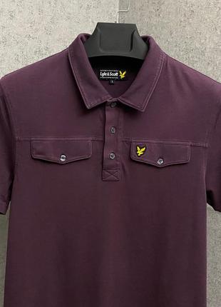 Бордова футболка поло від бренда lyle&amp;scott3 фото