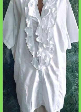 Новая блуза рубашка белая тонкая 100% хлопок супер батал р.66/68 22w- 8xl большой размер1 фото