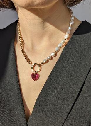 Колье из натурального жемчуга и австрийского кристалла ✨