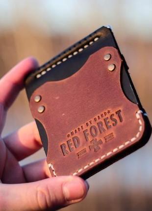 Кожаный кошелек бумажник портмоне  с прижимом для денег - купюр ручной работы7 фото