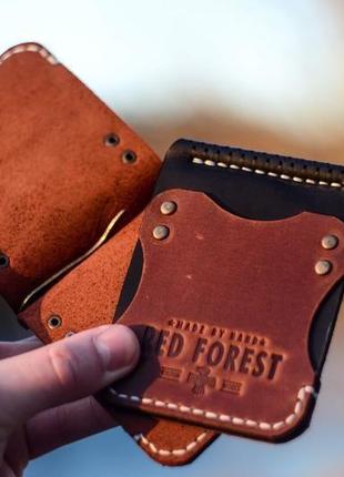 Кожаный кошелек бумажник портмоне  с прижимом для денег - купюр ручной работы1 фото