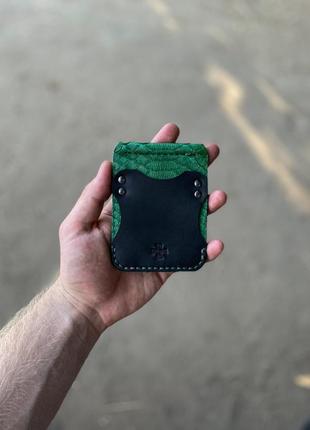 Кошелек портмоне бкмажник  с зажимом для денег - купюр из кожи питона8 фото
