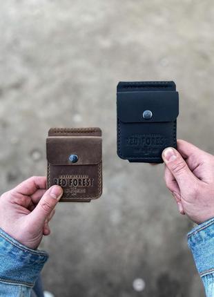 Кожаный кошелек бумажник портмоне  с прижимом для денег - купюр ручной работы6 фото