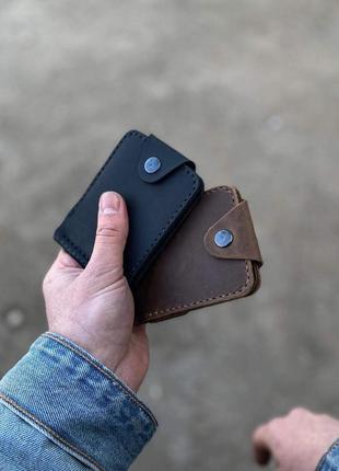 Кожаный кошелек бумажник портмоне  с прижимом для денег - купюр ручной работы4 фото