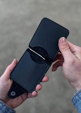 Кожаный кошелек бумажник портмоне  с прижимом для денег - купюр ручной работы3 фото