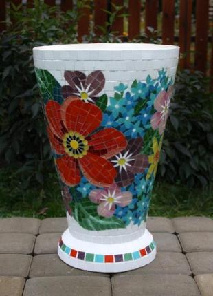 Цветочник садовый (бетон, мозаика "цветы")1 фото