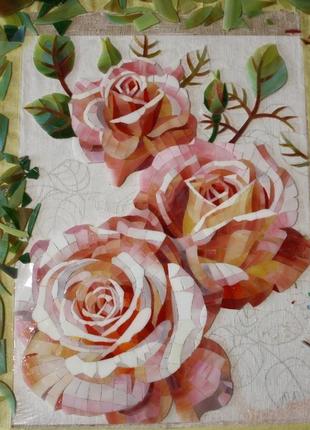 Картина "розы" стеклянная мозаика8 фото