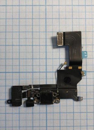 Шлейф apple iphone 5s, з роз'єм ом зарядки та мікрофоном, чорний