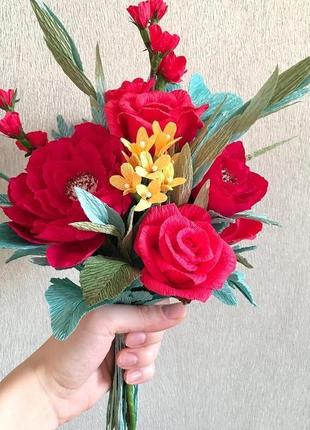 Букет ручной работы с красными розами4 фото
