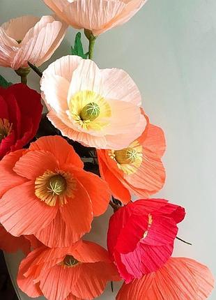 Маки из крепированной бумаги