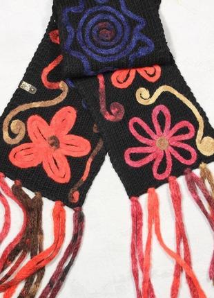 Вязаные шарф с валяным рисунком и шапка ponytail4 фото