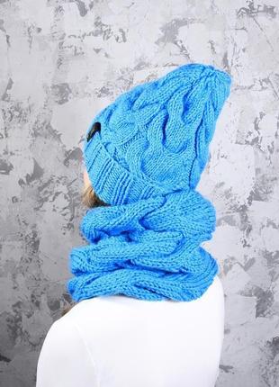 Вязаные шарф-снуд и шапка6 фото