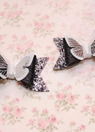 Банты бантики из экокожи с бабочками