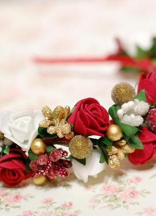 Яркий обруч ободок цвета марсала