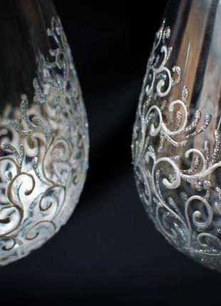 Свадебные бокалы из богемского стекла ′white gold′3 фото