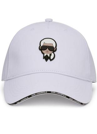 Белая кепка karl lagerfeld,оригинал,бейсболка,с логотипом4 фото