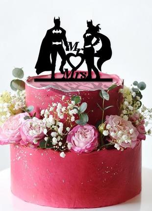 Весільна фігурка на торт "batman and batgirl"2 фото