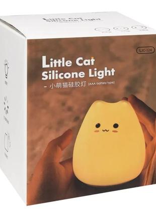 Дитячий силіконовий нічник світлодіодний світильник котик led little cat silicone led light multicolors2 фото