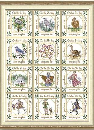 Набор для вышивания по нанесённой на канву схеме "the twelve days of christmas". aida 14ct printed, 64*82 см