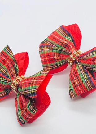 Новорічні резинки для волосся новорічні бантики святкові аксессуари для дівчинки3 фото