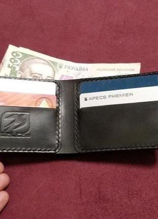 Чорний чоловічий гаманець із шкіри2 фото