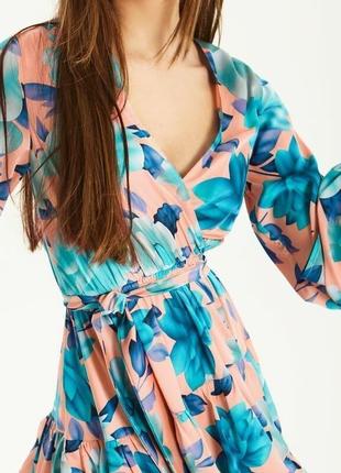 Платье из струящейся шелковой ткани в цветочный принт3 фото