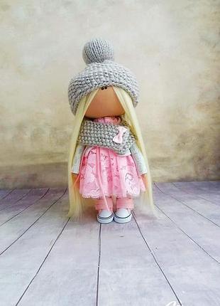 Интерьерная кукла розово-серая
