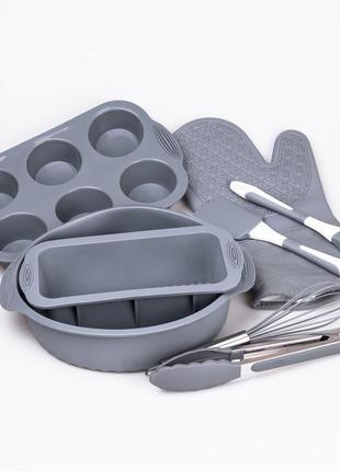 Силиконовый набор форм для выпечки с антипригарным покрытием с кухонными принадлежностями и прихваткой 8 шт