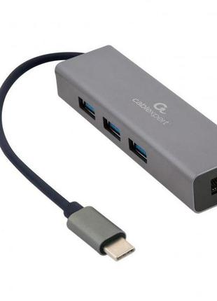 Адаптер cablexpert a-cmu3-lan-01, с usb type-c на gigabit ethernet + хаб 3xusb 3.1 gen1