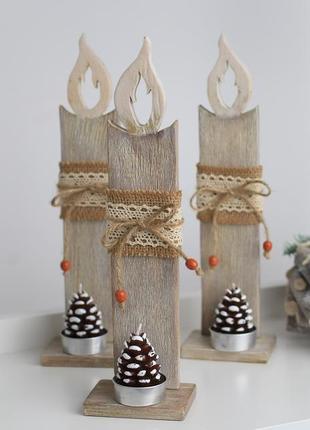Новорічний декор дерев'яні свічки